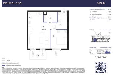 Rzut - Mieszkanie na sprzedaż 2 pokoje o powierzchni 47,51 m² - numer B3 – M3.6 w Primacasa