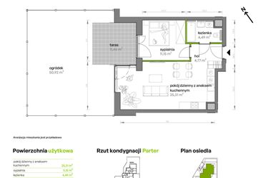 Rzut - Mieszkanie na sprzedaż 2 pokoje o powierzchni 45,72 m² - numer AA0004 w Ptasia Vita