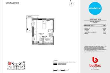 Rzut - Mieszkanie na sprzedaż 1 pokój o powierzchni 32,04 m² - numer Z4.8 w Enklawa Apartamenty Z4 i Z5