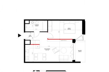 Rzut - Mieszkanie na sprzedaż 2 pokoje o powierzchni 48,66 m² - numer E.3.7 w INSPIRE ETAP IV – bud. E