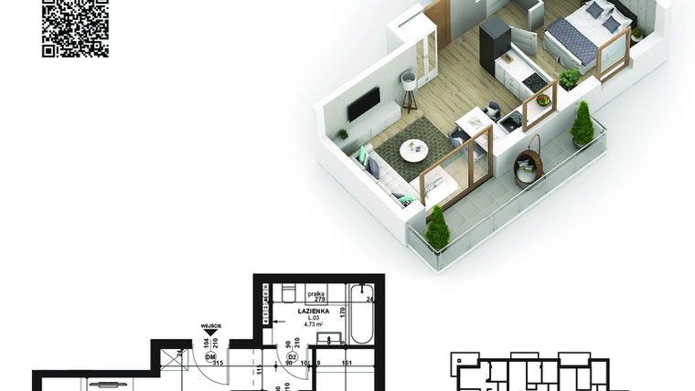 Rzut - Mieszkanie na sprzedaż 2 pokoje o powierzchni 36,68 m² - numer 25 w Piano Park etap V