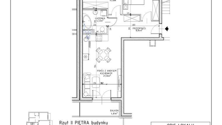 Rzut - Mieszkanie na sprzedaż 3 pokoje o powierzchni 57,21 m² - numer 15 w Osiedle OdNowa K4