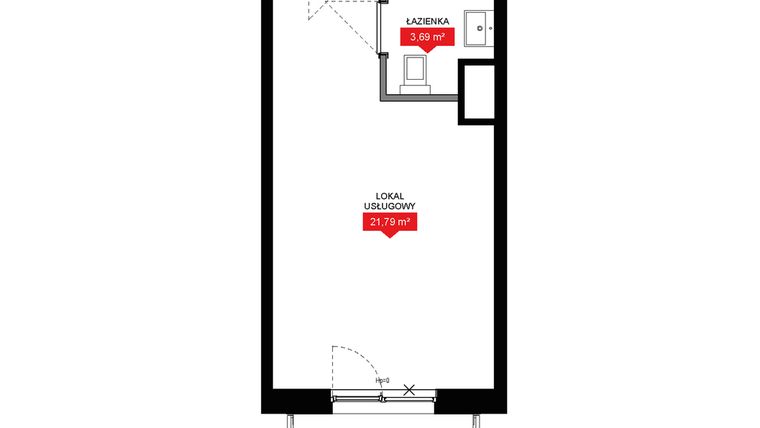 Rzut - Mieszkanie na sprzedaż 1 pokój o powierzchni 25,49 m² - numer A1 052LU w 29L - Apartamenty inwestycyjne