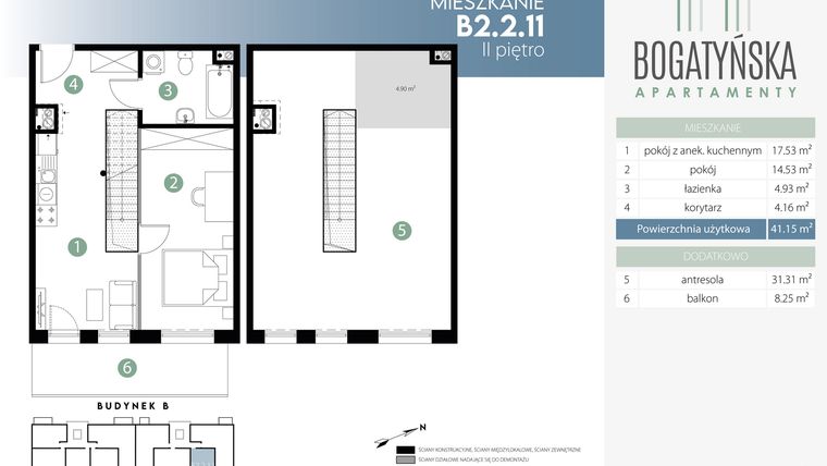 Rzut - Mieszkanie na sprzedaż 3 pokoje o powierzchni 77,36 m² - numer B2.2.11 w Bogatyńska Maślice Milo Dobry Deweloper