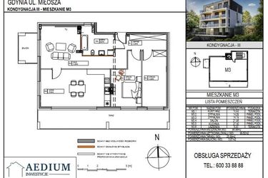 Rzut - Mieszkanie na sprzedaż 4 pokoje o powierzchni 97,75 m² - numer M3 w Miłosza Prestige