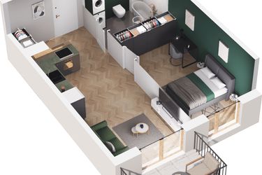 Rzut - Mieszkanie na sprzedaż 2 pokoje o powierzchni 40,54 m² - numer A3.101.M08 w Mieszkaj w mieście - Ogrody Glogera