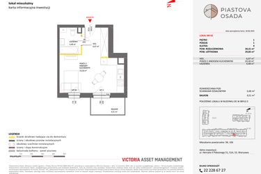 Rzut - Mieszkanie na sprzedaż 1 pokój o powierzchni 30,31 m² - numer E.82 w Piastova Osada