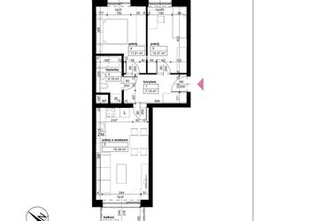 Rzut - Mieszkanie na sprzedaż 3 pokoje o powierzchni 52,04 m² - numer C/3/1/6 w Malta Wołkowyska etap III