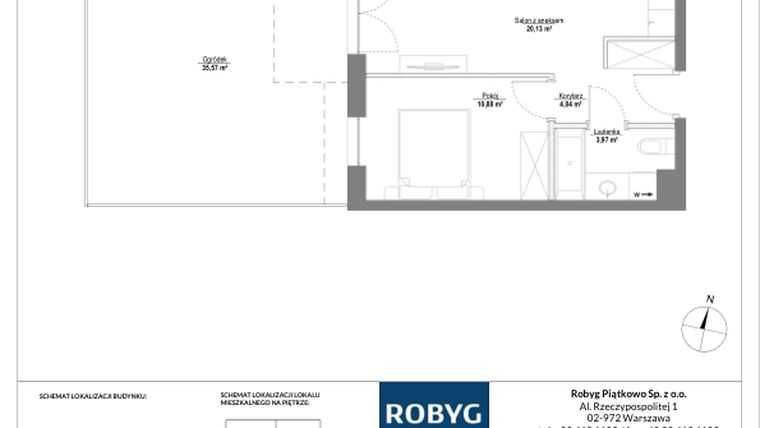 Rzut - Mieszkanie na sprzedaż 2 pokoje o powierzchni 39,02 m² - numer B.0M15 w Początek Piątkowo bud. B