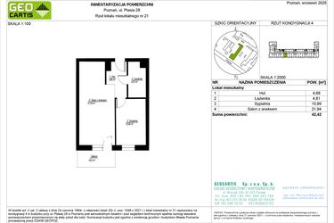 Rzut - Mieszkanie na sprzedaż 2 pokoje o powierzchni 42,42 m² - numer 28/21 w Symfonia Ptasia 28