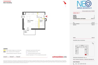 Rzut - Mieszkanie na sprzedaż 1 pokój o powierzchni 29,62 m² - numer 87 w Neo Nova Ochota 3