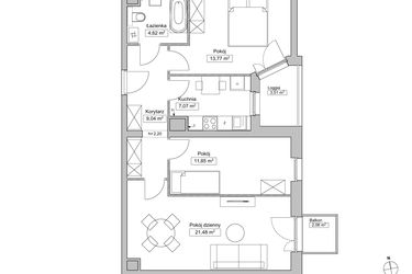 Rzut - Mieszkanie na sprzedaż 3 pokoje o powierzchni 67,95 m² - numer LEG/A/3/1 w Legnicka Residence