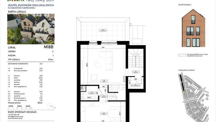 Rzut - Mieszkanie na sprzedaż 4 pokoje o powierzchni 89,07 m² - numer 18.B w Osiedle Koninko