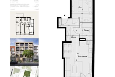 Rzut - Mieszkanie na sprzedaż 2 pokoje o powierzchni 44,2 m² - numer 4M13 w Apartamentowiec Szaserów