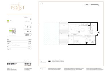 Rzut - Mieszkanie na sprzedaż 2 pokoje o powierzchni 42,08 m² - numer G_2 w Warmiński Port etap V