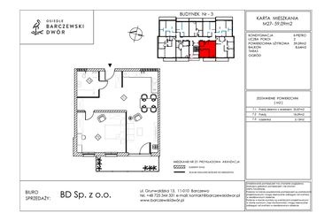 Rzut - Mieszkanie na sprzedaż 2 pokoje o powierzchni 59,09 m² - numer M27 w Osiedle Barczewski Dwór etap III