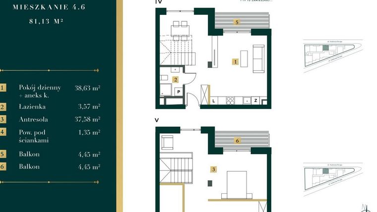 Rzut - Mieszkanie na sprzedaż 2 pokoje o powierzchni 75,86 m² - numer 4.6 w New Iron