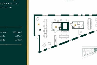 Rzut - Mieszkanie na sprzedaż 1 pokój o powierzchni 170,65 m² - numer 1.4 w New Iron