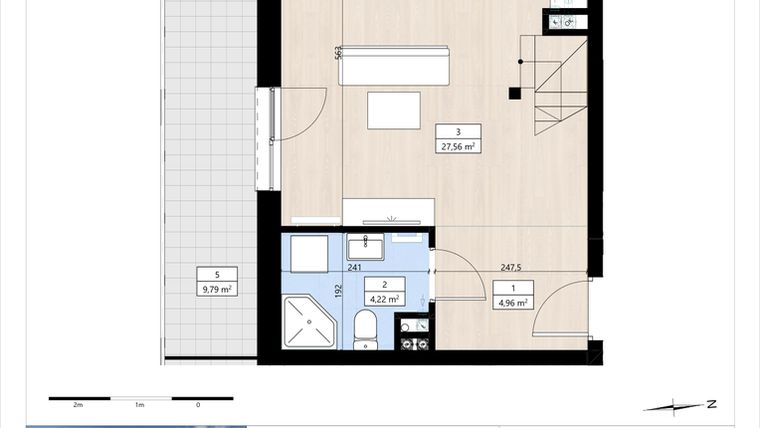 Rzut - Mieszkanie na sprzedaż 1 pokój o powierzchni 49,05 m² - numer B4/3/34 w MONTANO