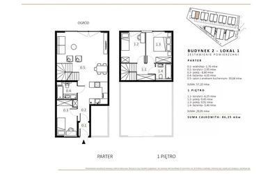 Rzut - Mieszkanie na sprzedaż 3 pokoje o powierzchni 85,22 m² - numer B2/M1 w Wille Estezja