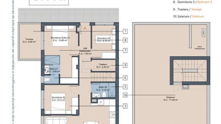 Rzut - Mieszkanie na sprzedaż 3 pokoje o powierzchni 83,1 m² - numer 1.1.A w LA Sunrise - Los Alcázares