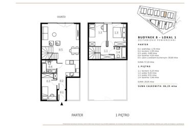 Rzut - Mieszkanie na sprzedaż 3 pokoje o powierzchni 85,22 m² - numer B8/M1 w Wille Estezja