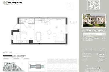 Rzut - Dom na sprzedaż 4 pokoje o powierzchni 113 m² - numer 12B w Nova Wola Park II