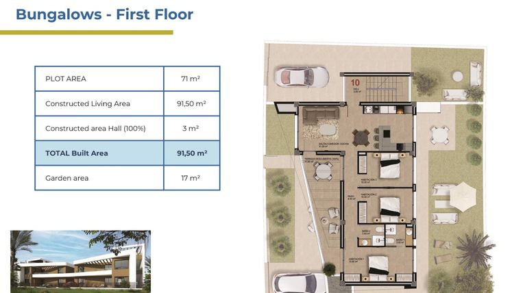 Rzut - Mieszkanie na sprzedaż 3 pokoje o powierzchni 111,5 m² - numer 7-1 w Apartamenty w Orihuela - 73289875