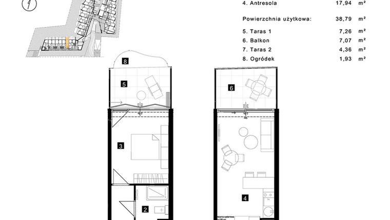 Rzut - Mieszkanie na sprzedaż 2 pokoje o powierzchni 38,79 m² - numer A.0.7 w Cisha Apartamenty Dziwnów