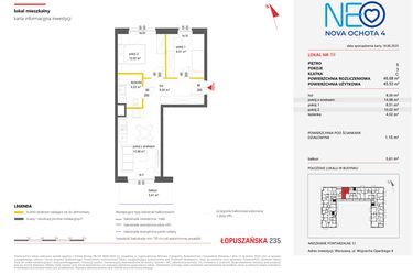 Rzut - Mieszkanie na sprzedaż 3 pokoje o powierzchni 46,68 m² - numer 59 w Neo Nova Ochota 4