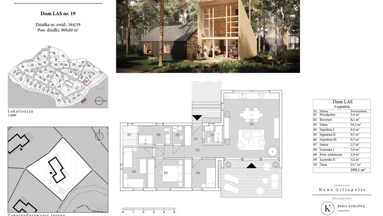 Rzut - Dom na sprzedaż 4 pokoje o powierzchni 87,4 m² - numer 19 w Tu Las Tam Woda - Kalbornia