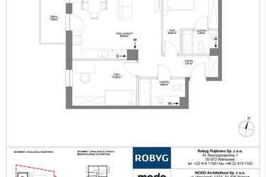 Rzut - Mieszkanie na sprzedaż 3 pokoje o powierzchni 72,65 m² - numer C.2M04 w Początek Piątkowo bud. C