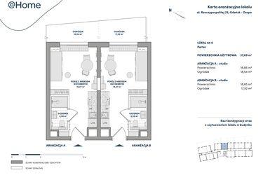 Rzut - Mieszkanie na sprzedaż 2 pokoje o powierzchni 37,71 m² - numer 6 w AtHome - Apartamenty inwestycyjne