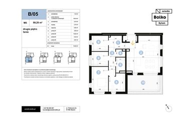 Rzut - Mieszkanie na sprzedaż 5 pokoi o powierzchni 99,2 m² - numer B/05 w Osiedle Bolko etap II
