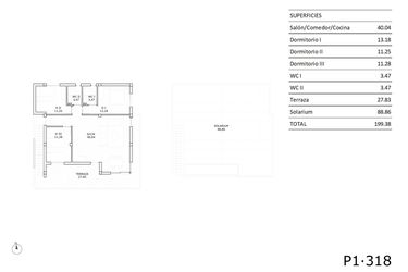 Rzut - Dom na sprzedaż 3 pokoje o powierzchni 82,69 m² - numer 0-318 w Domy w San Miguel de Salinas - 87172235