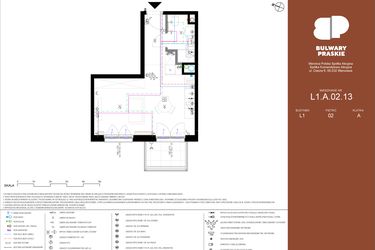 Rzut - Mieszkanie na sprzedaż 1 pokój o powierzchni 31,19 m² - numer L1.A.02.13 w Bulwary Praskie etap K i L
