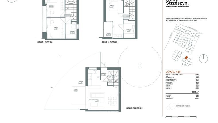 Rzut - Mieszkanie na sprzedaż 4 pokoje o powierzchni 85,8 m² - numer 44/1 w Nowy Strzeszyn etap III