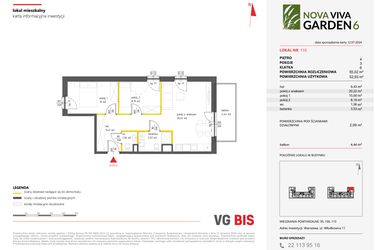 Rzut - Mieszkanie na sprzedaż 3 pokoje o powierzchni 55,02 m² - numer 110 w Nova Viva Garden 6