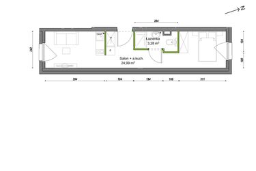 Rzut - Mieszkanie na sprzedaż 1 pokój o powierzchni 28,27 m² - numer F1/C/12 w Orawska Vita