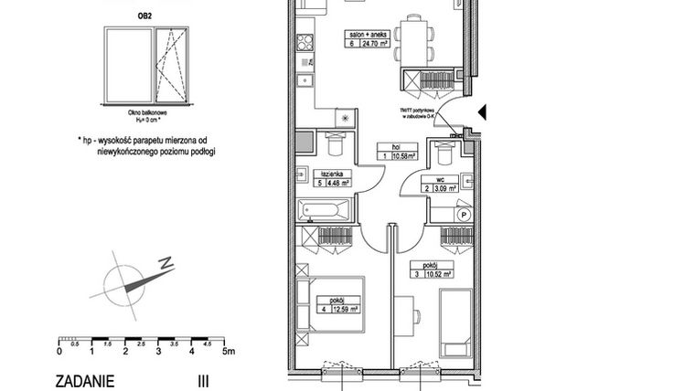 Rzut - Mieszkanie na sprzedaż 3 pokoje o powierzchni 65,98 m² - numer A.2.2.3 w Atut III