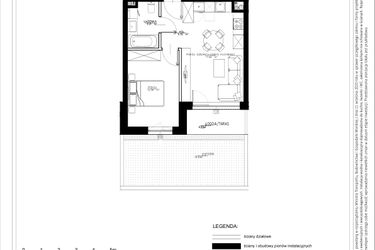 Rzut - Mieszkanie na sprzedaż 2 pokoje o powierzchni 38,81 m² - numer B36 w Osiedle pod Klonami "Klonowa 11"