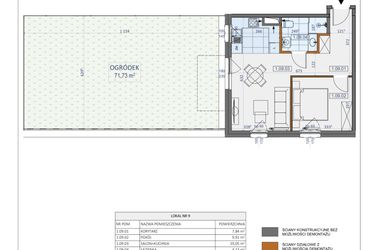 Rzut - Mieszkanie na sprzedaż 2 pokoje o powierzchni 40,93 m² - numer 9 w Osiedle Zycha