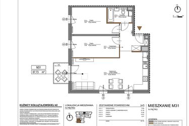 Rzut - Mieszkanie na sprzedaż 3 pokoje o powierzchni 67,73 m² - numer M31 w Kuźnicy Kołłątajowskiej 42