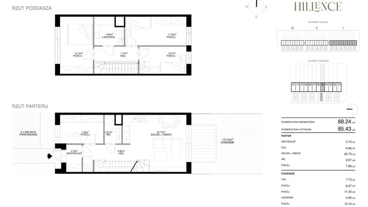 Rzut - Dom na sprzedaż 5 pokoi o powierzchni 88,24 m² - numer 5 w Hillence