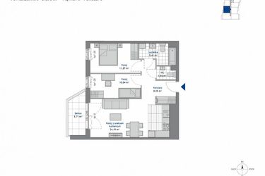 Rzut - Mieszkanie na sprzedaż 3 pokoje o powierzchni 61,7 m² - numer 3.2 w SEAHall
