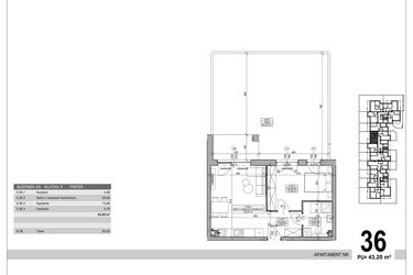 Rzut - Mieszkanie na sprzedaż 2 pokoje o powierzchni 43,2 m² - numer A.9.M.36 w Sobola Biel A9