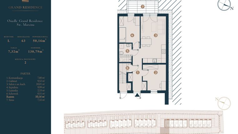 Rzut - Dom na sprzedaż 3 pokoje o powierzchni 50,16 m² - numer L63 w Osiedle Św. Marcina