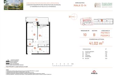Rzut - Mieszkanie na sprzedaż 2 pokoje o powierzchni 41,02 m² - numer 12.10 w Osiedle Nowe Horyzonty etap III
