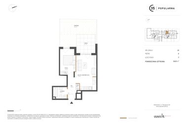 Rzut - Mieszkanie na sprzedaż 2 pokoje o powierzchni 36,63 m² - numer M.34 w Popularna 35