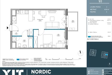 Rzut - Mieszkanie na sprzedaż 2 pokoje o powierzchni 42,6 m² - numer 93 w Nordic Górka Narodowa